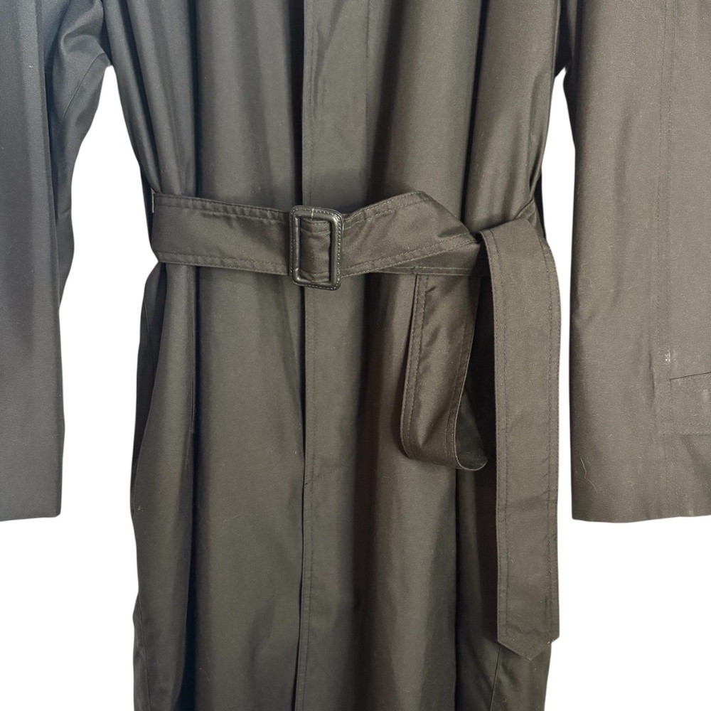 Vintage Y2K Lauren Ralph Lauren Men's Black Trench‎ Coat 44R Belted Waterproof - Picture 2 of 11